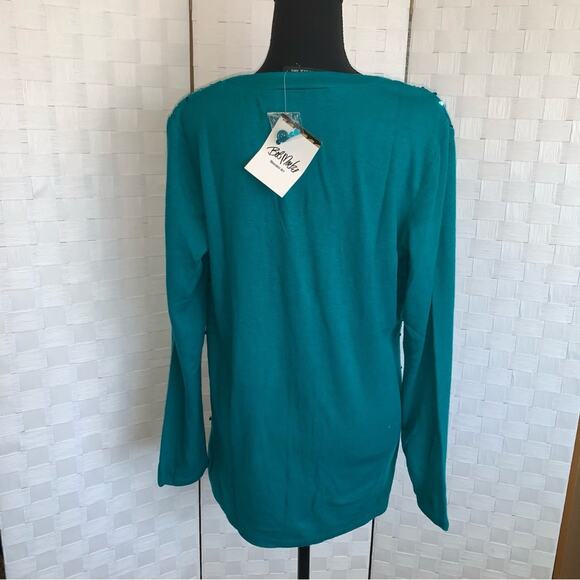 Bob Mackie Womens Wearable Art Sequin Aqua Blue Button Up Cardigan Size Small - Picture 3 of 16